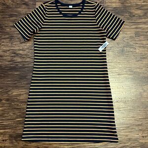 NWT Old Navy Blue/Orange Striped Shift T-Shirt Dress Size Medium
